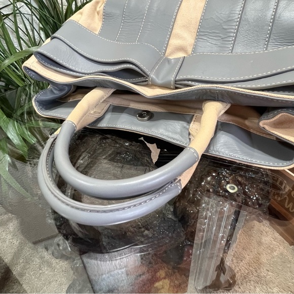 💋💋RARE💋💋 Zac Posen Leather And Canvas Tote Bag - Picture 16 of 16